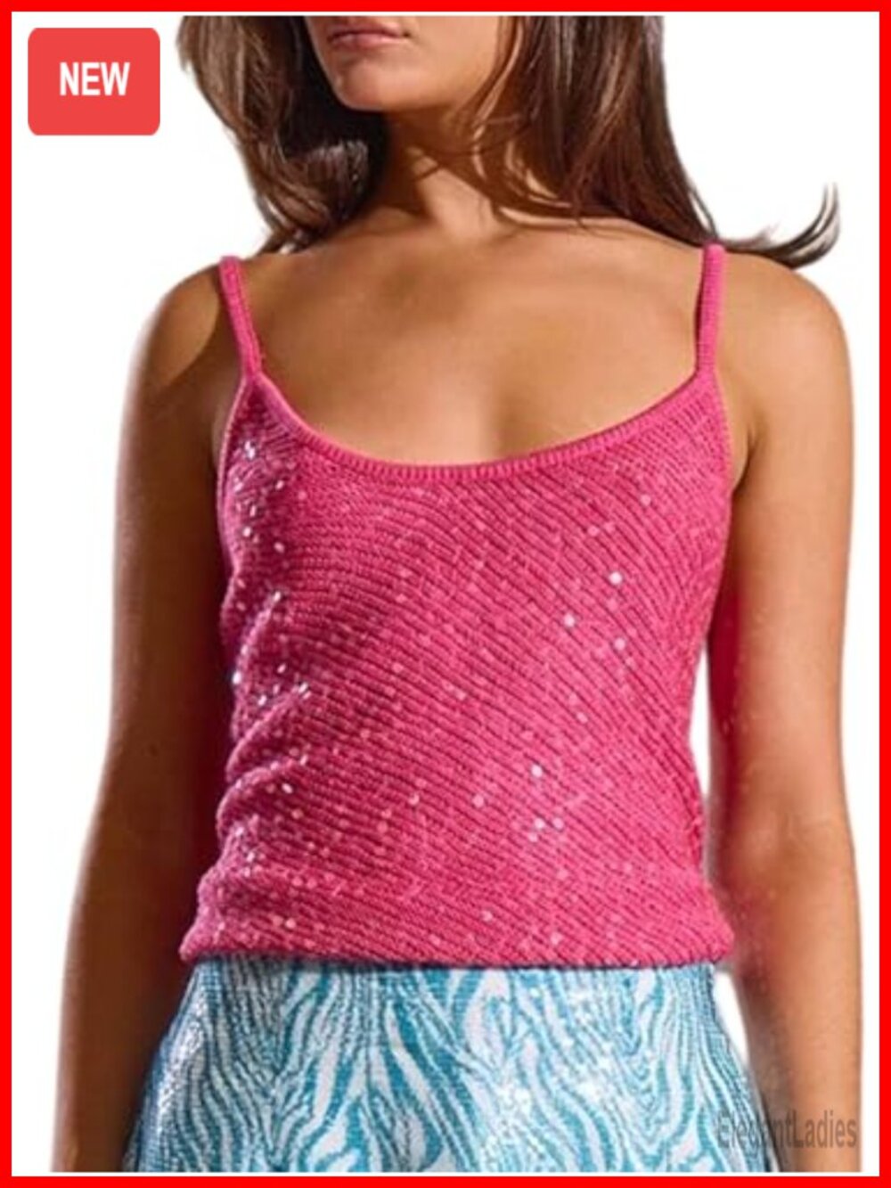 Sequin Sparkly Crochet Tank Top Sleeveless
